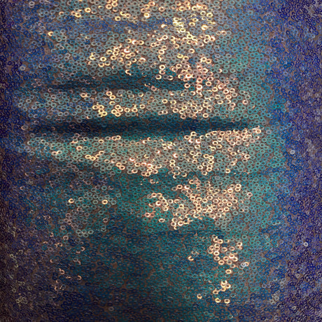 Iridescent All Over Sequins Polyester Fabric - Orange Iridescent, Black Mesh, 60" Width (1 Yard)