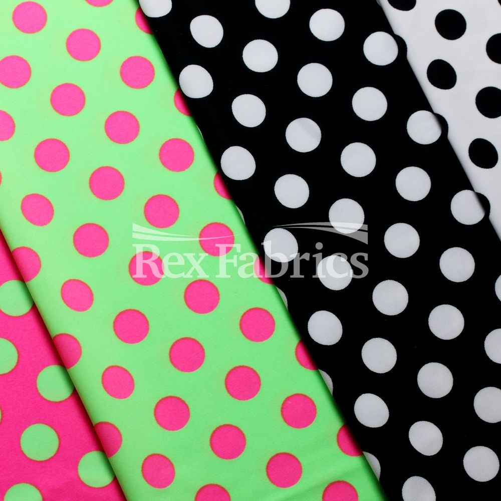 E-Z Dots Matte Nylon Spandex Fabric - Multicolor Polka Dots, 58/60" Width (1 Yard)