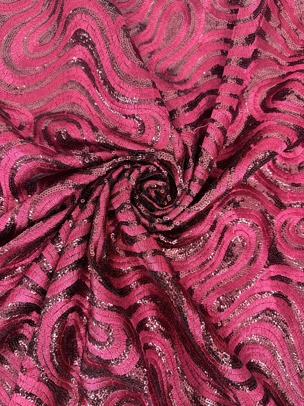 Embroidered Sequin Lace in Red Wine