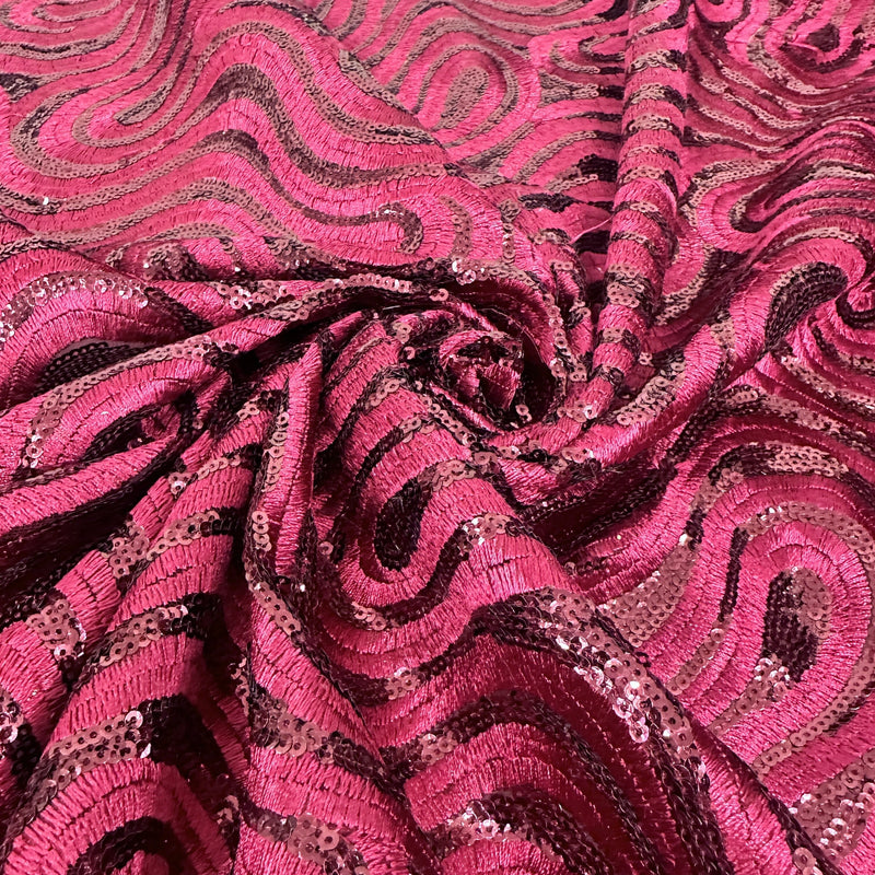 Embroidered Sequin Lace in Red Wine