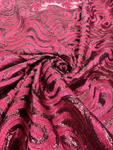 Embroidered Sequin Lace in Red Wine