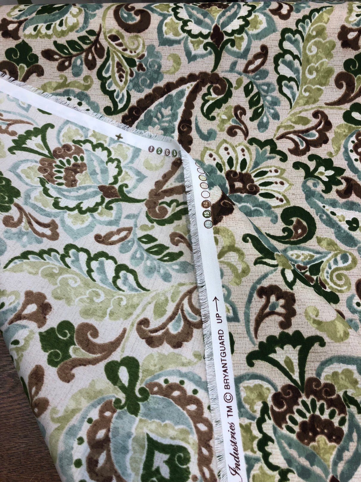 Bryant Lafayette Polyester Fabric - Parsley Printed Indoor/Outdoor, 54" Width, 17X17 Repeat (1 Yard)
