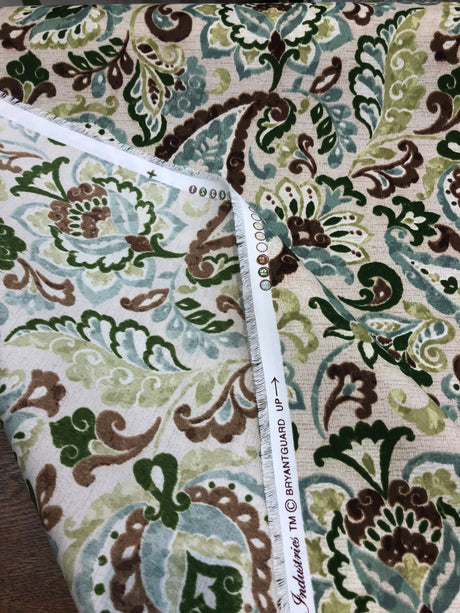 Bryant Lafayette Polyester Fabric - Parsley Printed Indoor/Outdoor, 54" Width, 17X17 Repeat (1 Yard)