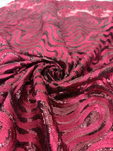 Embroidered Sequin Lace in Red Wine