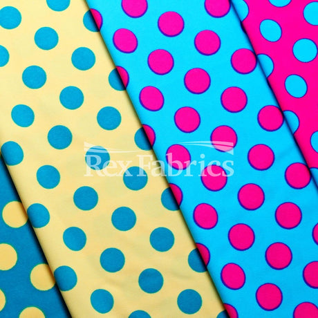 E-Z Dots Matte Nylon Spandex Fabric - Multicolor Polka Dots, 58/60" Width (1 Yard)