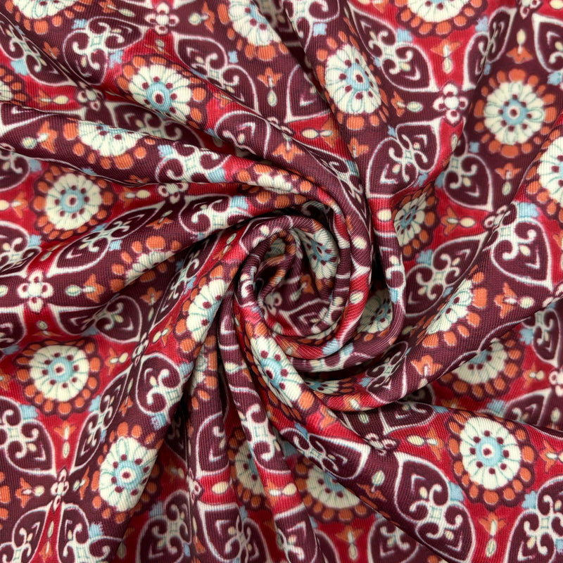 Floral Tile Printed Spandex Fabric - Floral Tile Print, 58"/60" Width (1 Yard)