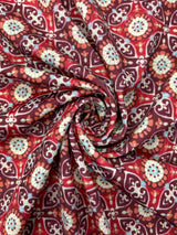 Floral Tile Printed Spandex Fabric - Floral Tile Print, 58"/60" Width (1 Yard)