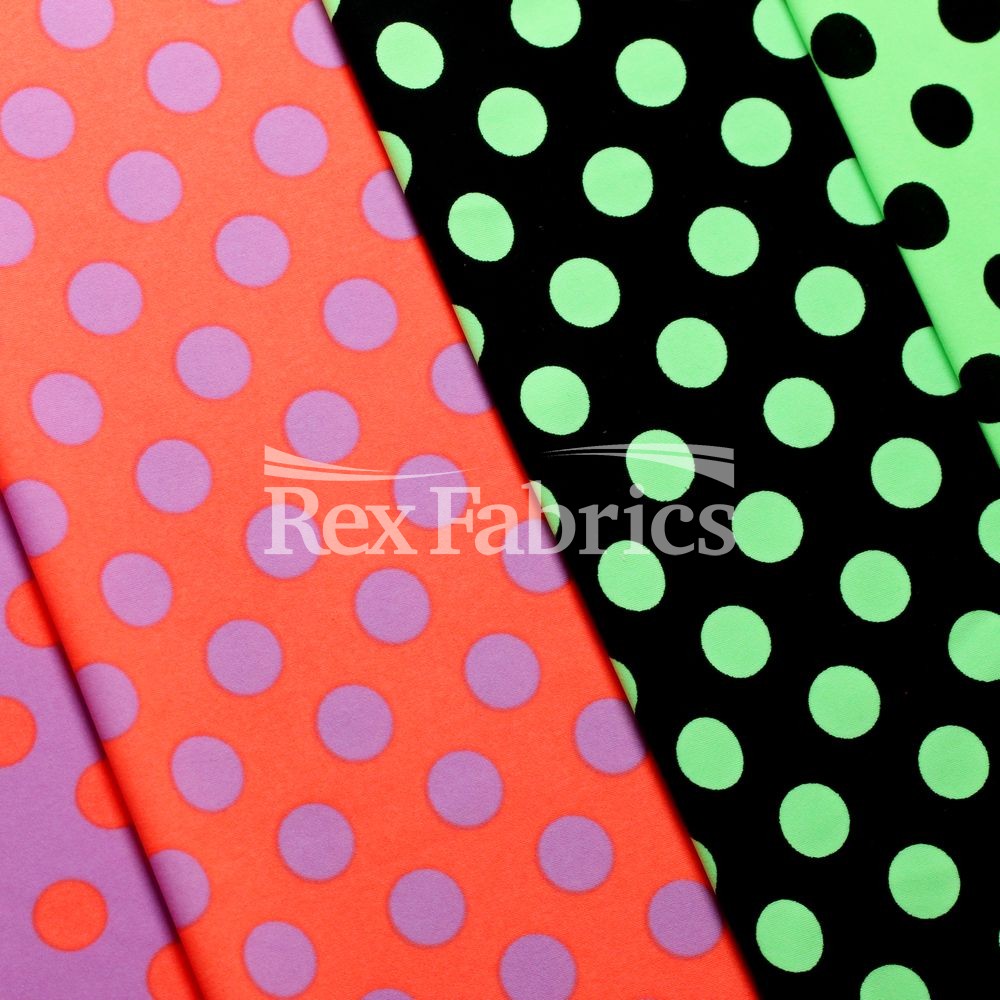 E-Z Dots Matte Nylon Spandex Fabric - Multicolor Polka Dots, 58/60" Width (1 Yard)