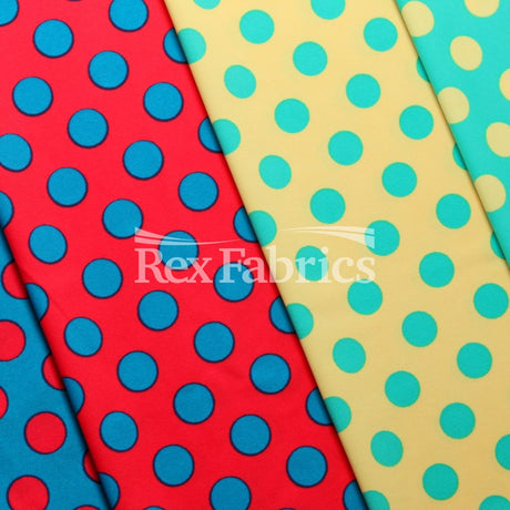 E-Z Dots Matte Nylon Spandex Fabric - Multicolor Polka Dots, 58/60" Width (1 Yard)