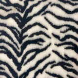 White Black Tiger Luxe Plush Faux Fur Fabric - White Black Tiger Print, 60" Width (1 Yard)