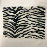 White Black Tiger Luxe Plush Faux Fur Fabric - White Black Tiger Print, 60" Width (1 Yard)