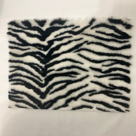 White Black Tiger Luxe Plush Faux Fur Fabric - White Black Tiger Print, 60" Width (1 Yard)