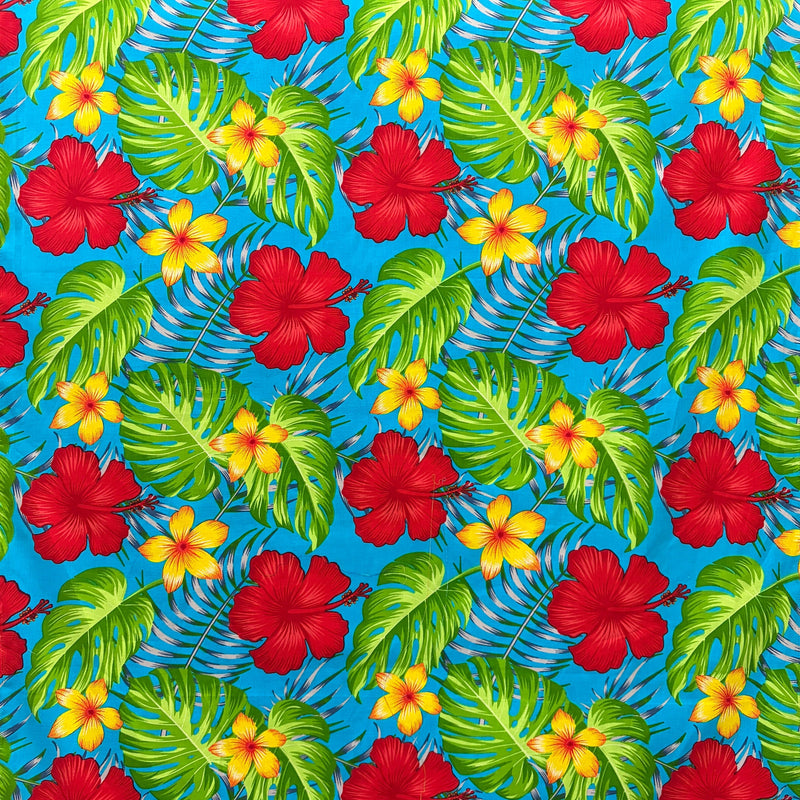 Cotton Tropical Flowers Fabric All Over Print