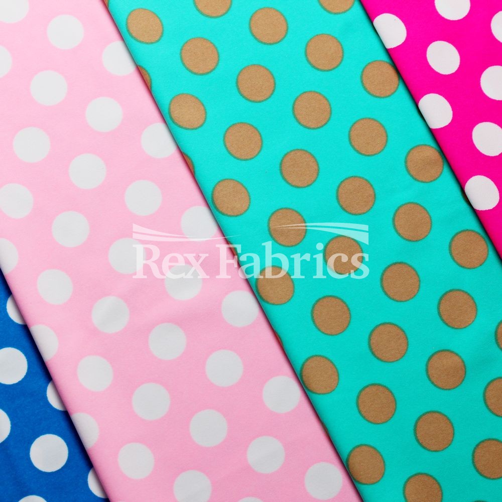 E-Z Dots Matte Nylon Spandex Fabric - Multicolor Polka Dots, 58/60" Width (1 Yard)
