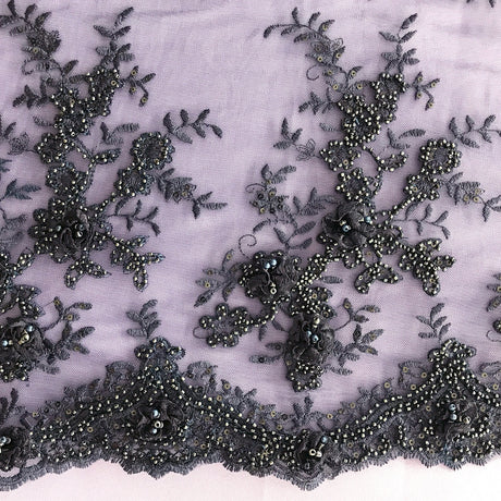 Beaded 3D Floral Lace Trim