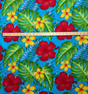 Cotton Tropical Flowers Fabric All Over Print