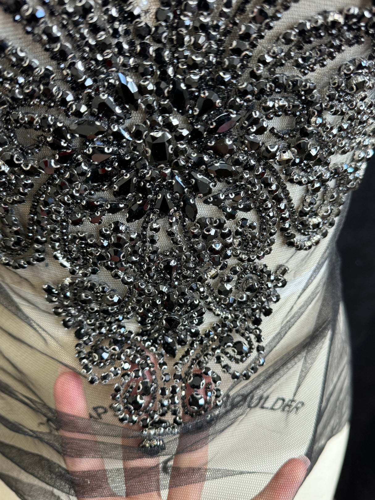 Black Rhinestone Bodice Applique