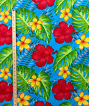 Cotton Tropical Flowers Fabric All Over Print