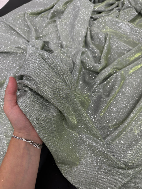 Stretch Metallic Lurex Sage Green