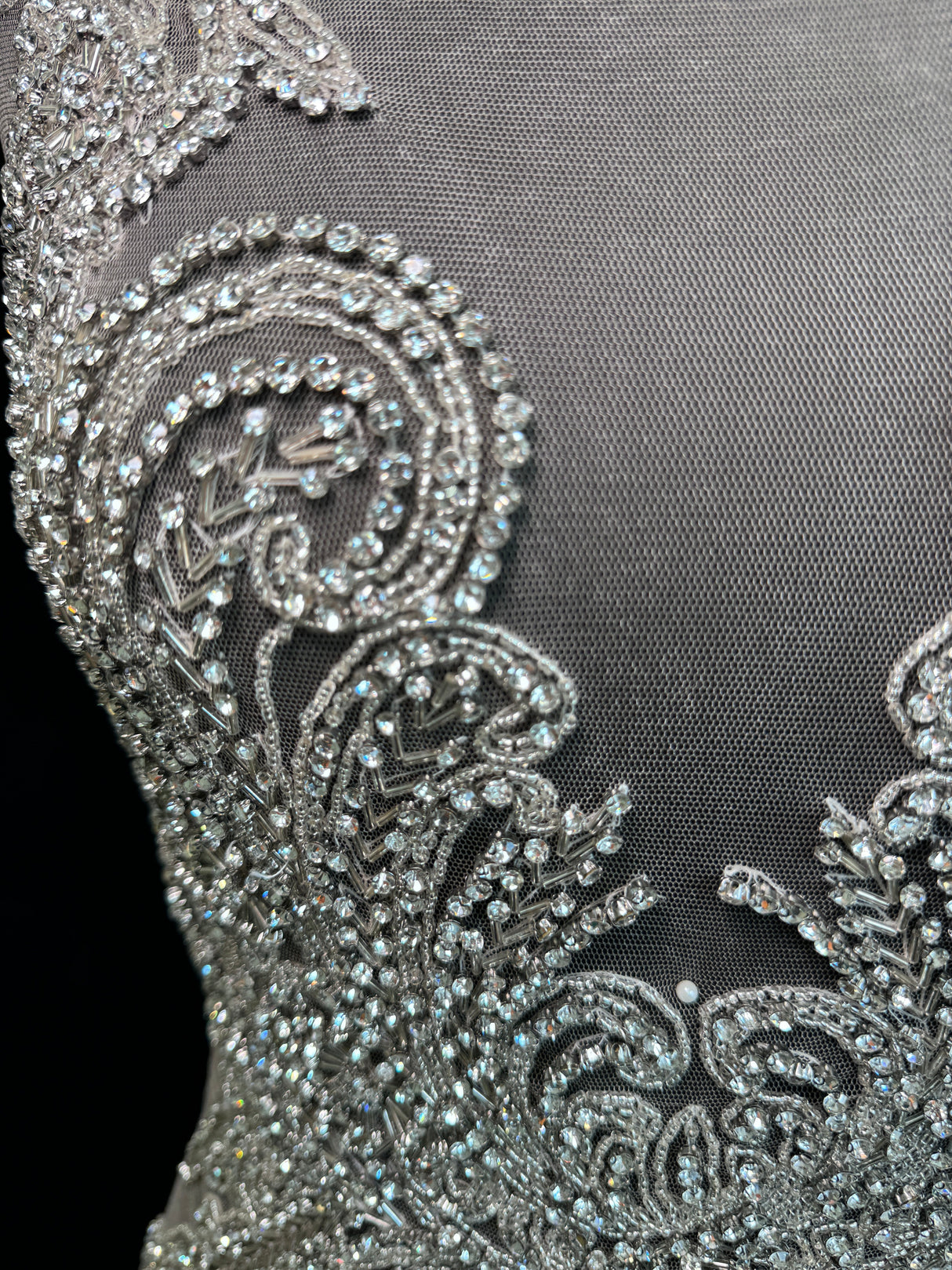 Silver Rhinestone Bodice Applique