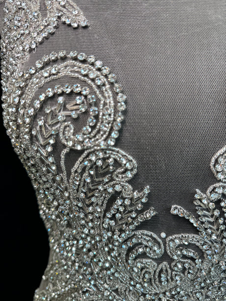 Silver Rhinestone Bodice Applique