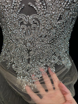 Silver Rhinestone Bodice Applique