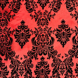 Damask Flocked Taffeta Fabric - 100 Percent Polyester Fabric, Damask Pattern, 60" Width (1 Yard)