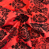 Damask Flocked Taffeta Fabric - 100 Percent Polyester Fabric, Damask Pattern, 60" Width (1 Yard)