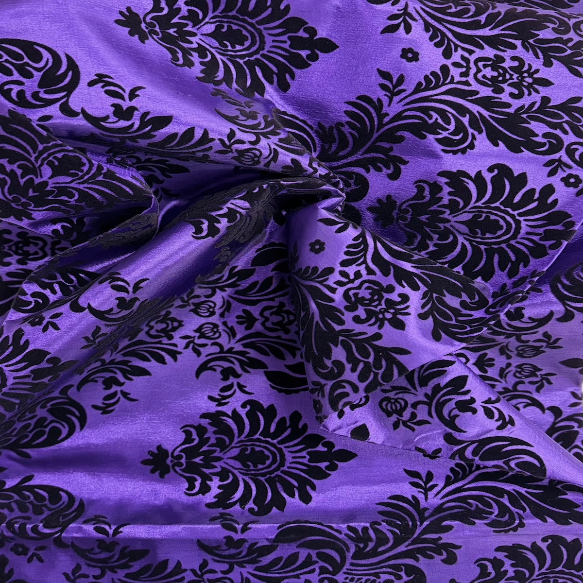 Damask Flocked Taffeta Fabric - 100 Percent Polyester Fabric, Damask Pattern, 60" Width (1 Yard)