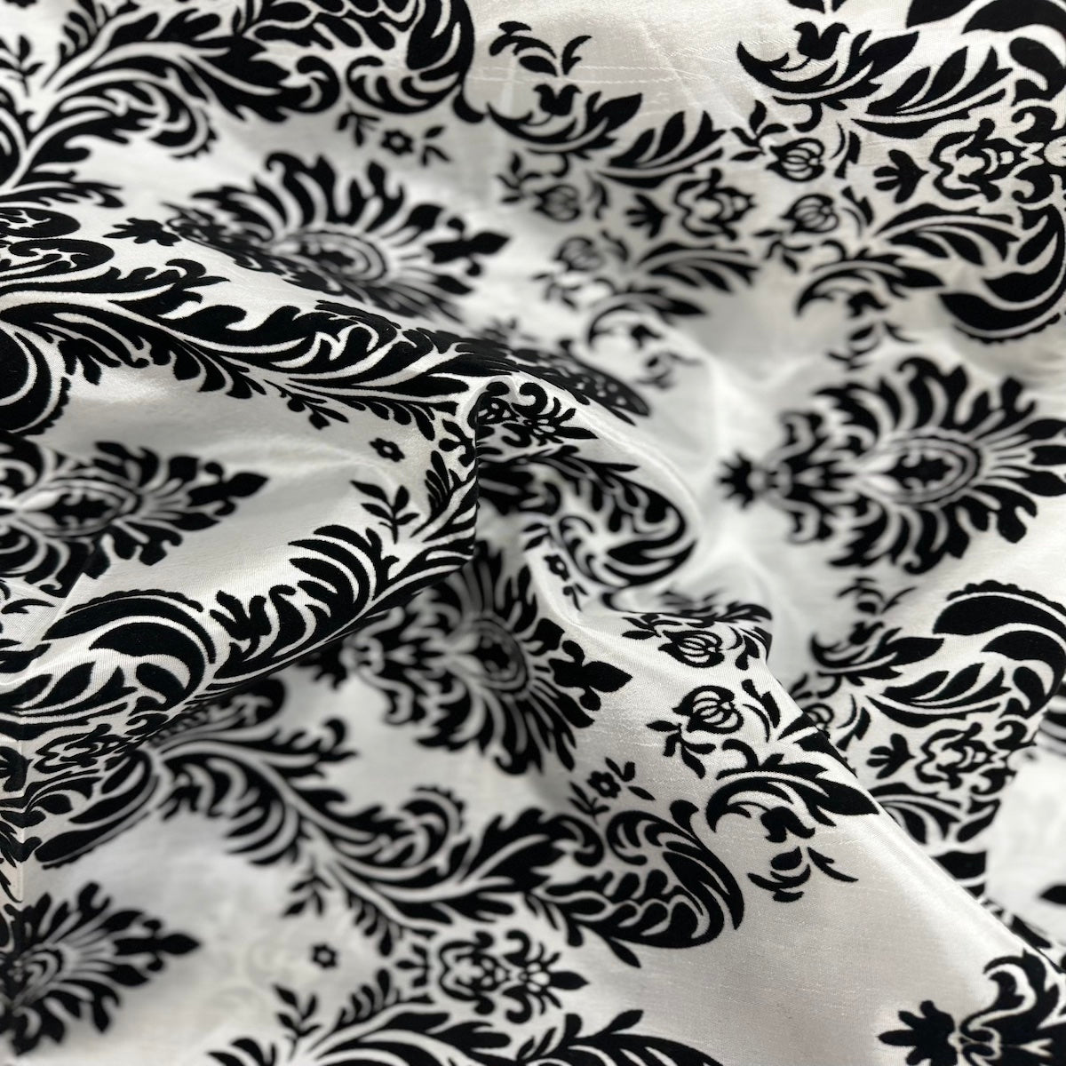 Damask Flocked Taffeta Fabric - 100 Percent Polyester Fabric, Damask Pattern, 60" Width (1 Yard)