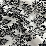 Damask Flocked Taffeta Fabric - 100 Percent Polyester Fabric, Damask Pattern, 60" Width (1 Yard)