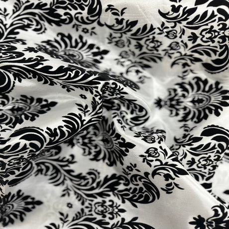 Damask Flocked Taffeta Fabric - 100 Percent Polyester Fabric, Damask Pattern, 60" Width (1 Yard)
