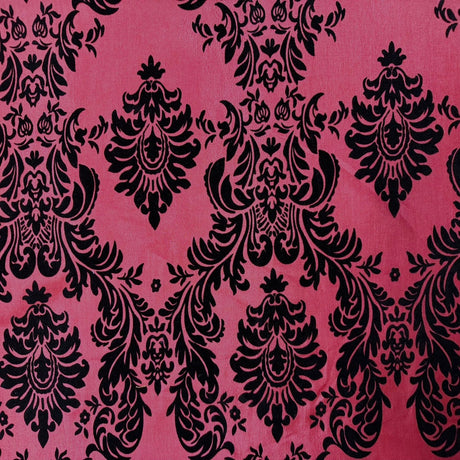 Damask Flocked Taffeta Fabric - 100 Percent Polyester Fabric, Damask Pattern, 60" Width (1 Yard)
