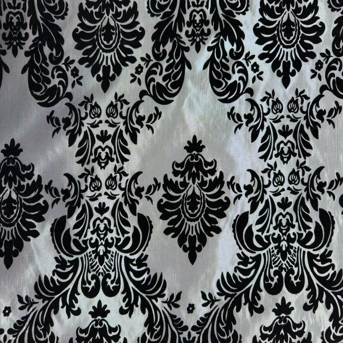 Damask Flocked Taffeta Fabric - 100 Percent Polyester Fabric, Damask Pattern, 60" Width (1 Yard)