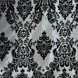 Damask Flocked Taffeta Fabric - 100 Percent Polyester Fabric, Damask Pattern, 60" Width (1 Yard)