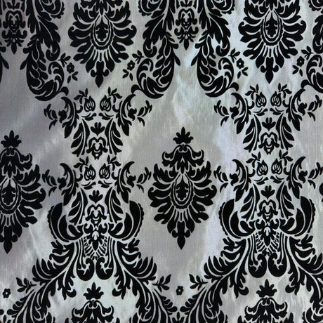 Damask Flocked Taffeta Fabric - 100 Percent Polyester Fabric, Damask Pattern, 60" Width (1 Yard)