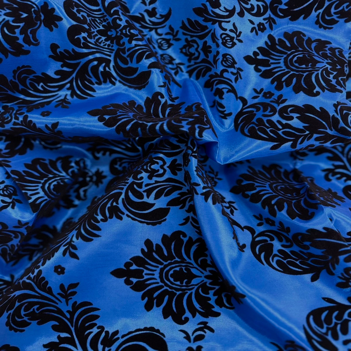 Damask Flocked Taffeta Fabric - 100 Percent Polyester Fabric, Damask Pattern, 60" Width (1 Yard)