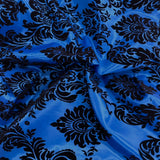 Damask Flocked Taffeta Fabric - 100 Percent Polyester Fabric, Damask Pattern, 60" Width (1 Yard)