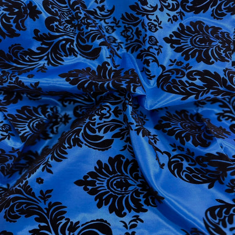 Damask Flocked Taffeta Fabric - 100 Percent Polyester Fabric, Damask Pattern, 60" Width (1 Yard)