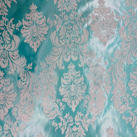 Damask Flocked Taffeta Fabric - 100 Percent Polyester Fabric, Damask Pattern, 60" Width (1 Yard)