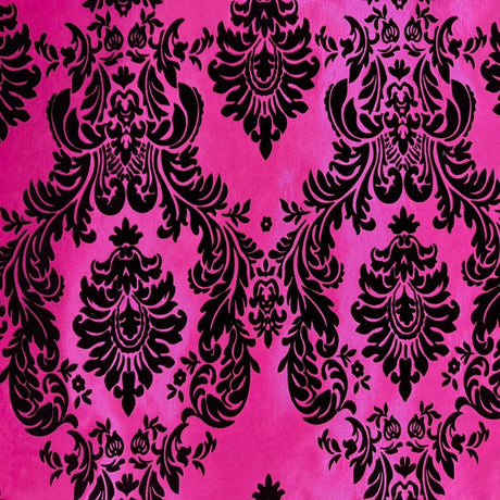 Damask Flocked Taffeta Fabric - 100 Percent Polyester Fabric, Damask Pattern, 60" Width (1 Yard)