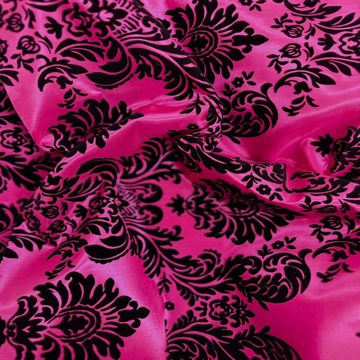 Damask Flocked Taffeta Fabric - 100 Percent Polyester Fabric, Damask Pattern, 60" Width (1 Yard)