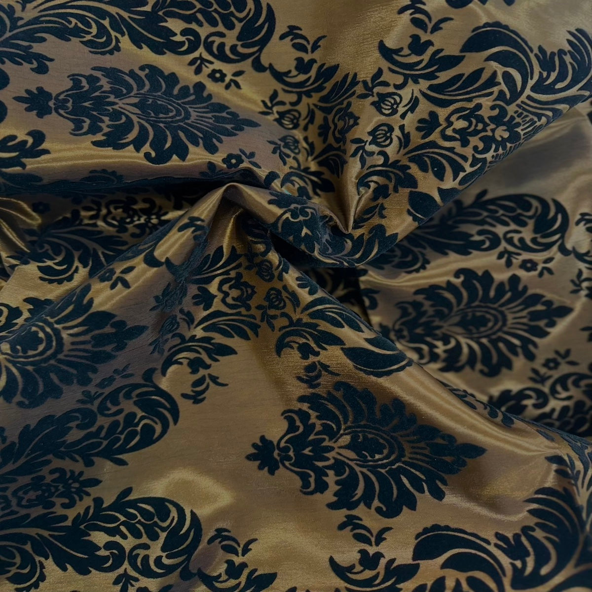 Damask Flocked Taffeta Fabric - 100 Percent Polyester Fabric, Damask Pattern, 60" Width (1 Yard)