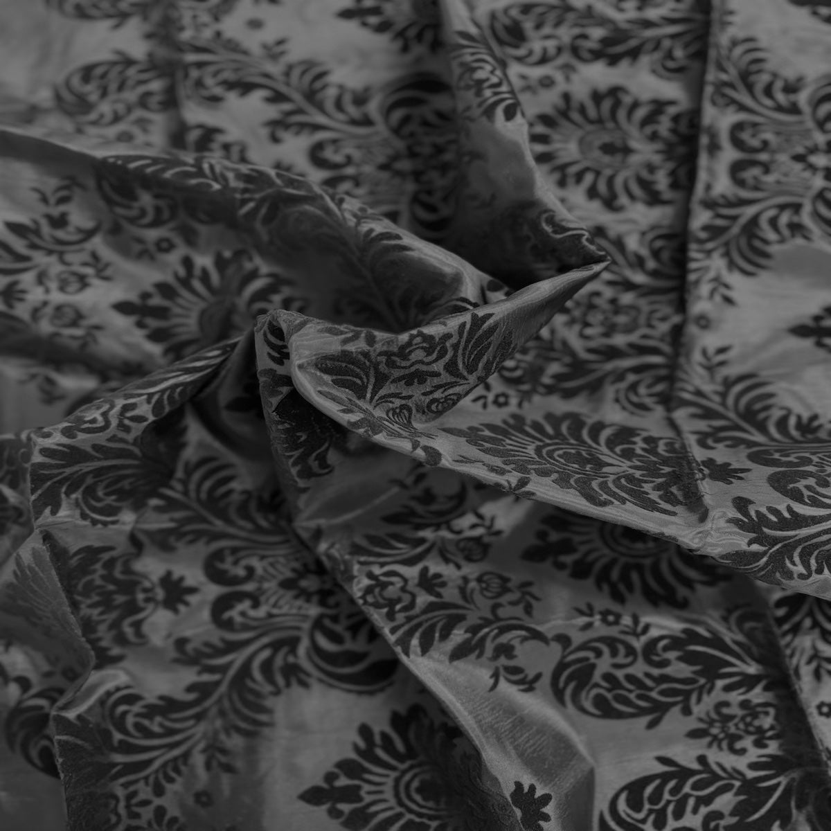 Damask Flocked Taffeta Fabric - 100 Percent Polyester Fabric, Damask Pattern, 60" Width (1 Yard)
