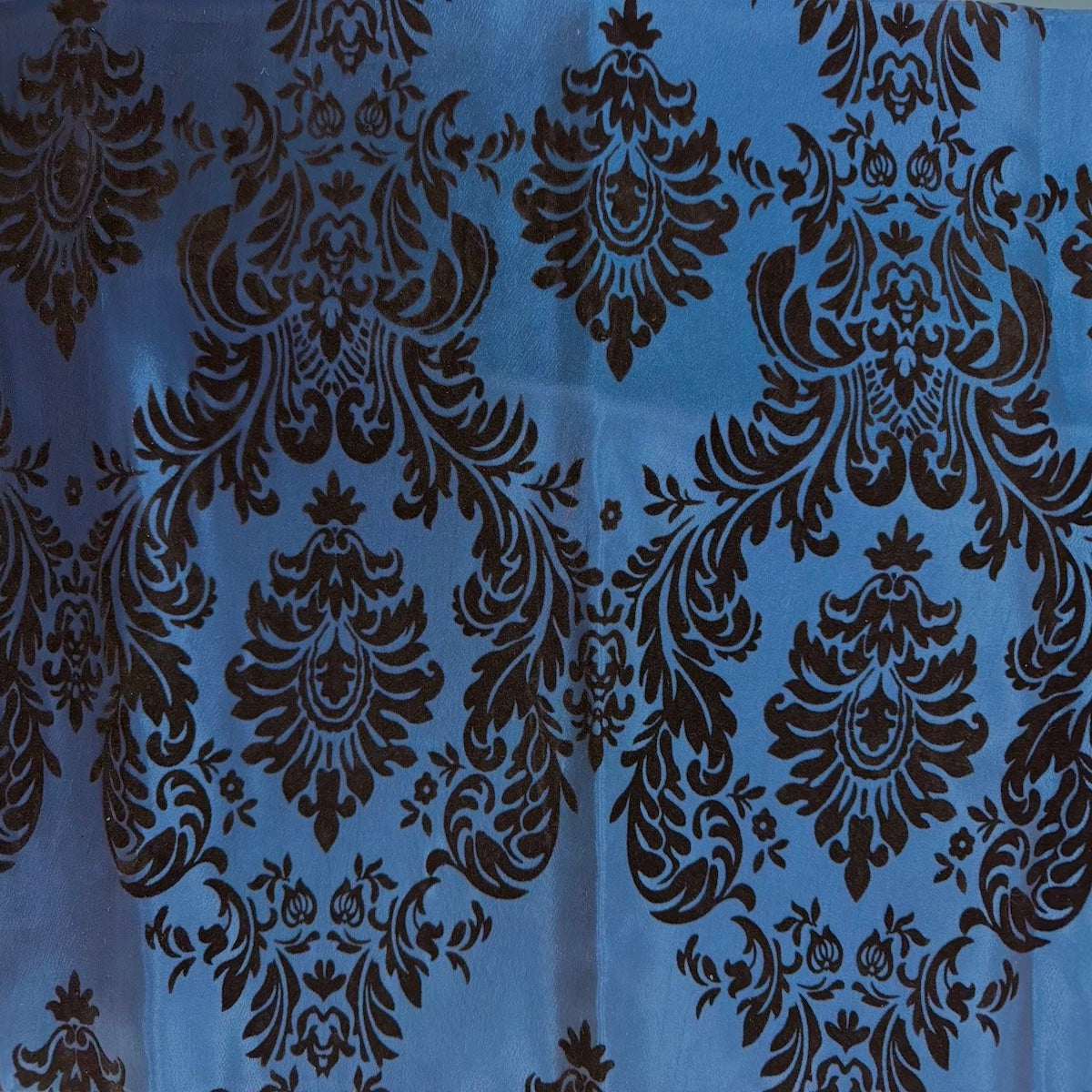 Damask Flocked Taffeta Fabric - 100 Percent Polyester Fabric, Damask Pattern, 60" Width (1 Yard)