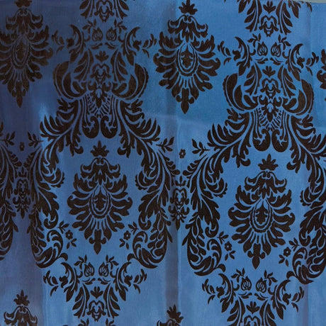 Damask Flocked Taffeta Fabric - 100 Percent Polyester Fabric, Damask Pattern, 60" Width (1 Yard)
