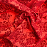Damask Flocked Taffeta Fabric - 100 Percent Polyester Fabric, Damask Pattern, 60" Width (1 Yard)