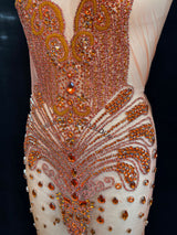 Orange Rhinestone Bodice Applique
