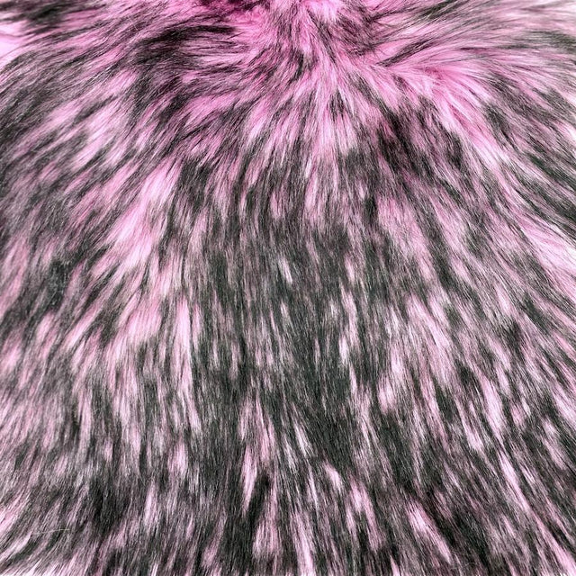 Light Pink Black Faux Fake Fur Husky Long Pile,