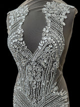 Silver Rhinestone Bodice Applique
